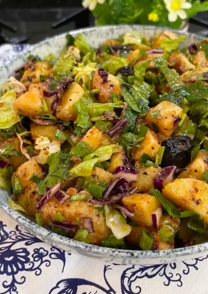 Kavrularak Yapılan Patates Salatası